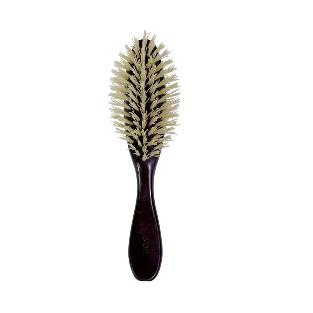 Vtg Avon Natural Performance Flair Hair Brush Brown Handle 7 Row Plastic Bristle